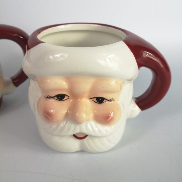 Pottery Barn Santa And Mrs. Clause Mugs 3d Christmas Vintage Inspired Cups - Picture 2 of 10